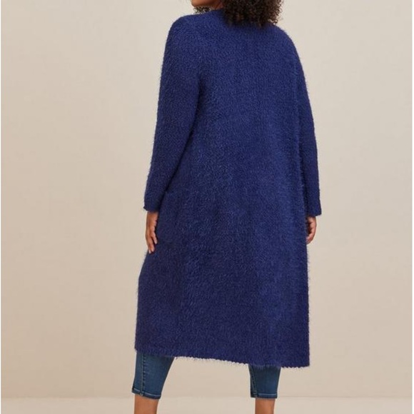 Torrid Navy Blue Popcorn Open Front Duster Sweater! Size 1X! NWT! - Picture 4 of 13